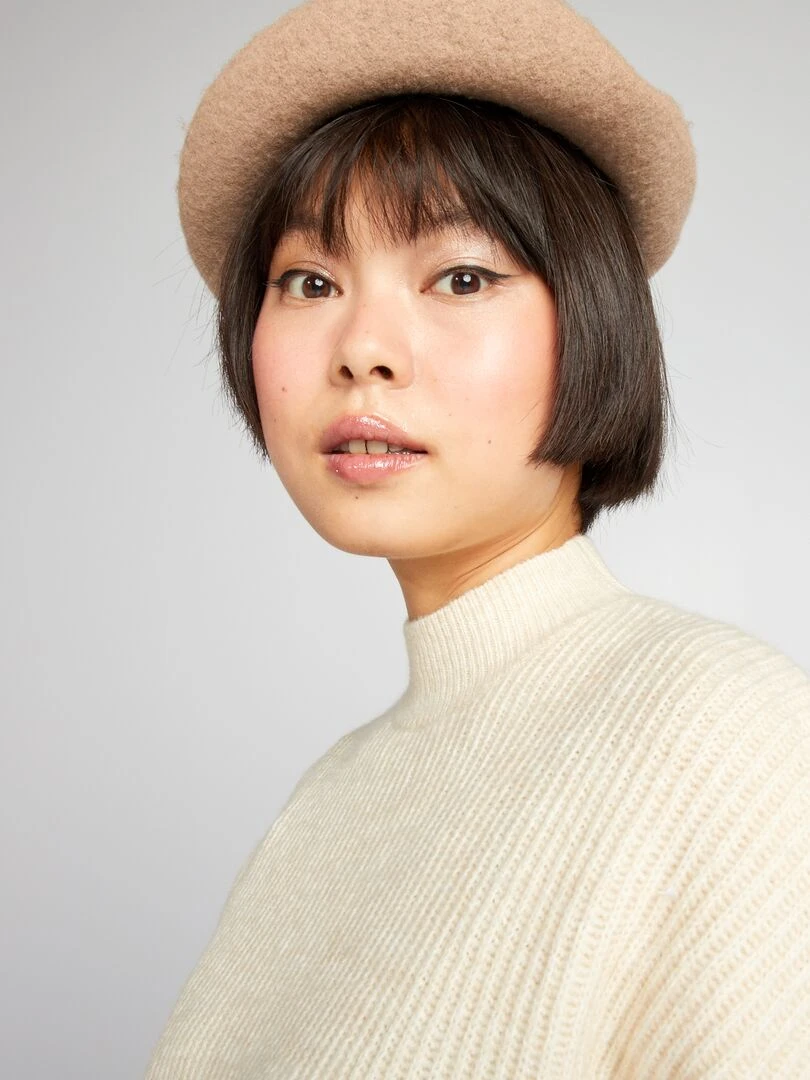 Robe pull côtelé   Beige