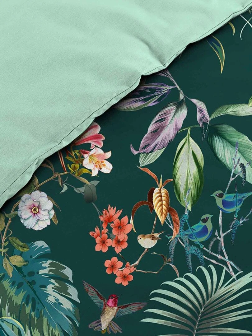 Housse de couette 260x240 Féérie + 2 taies coton Bleu