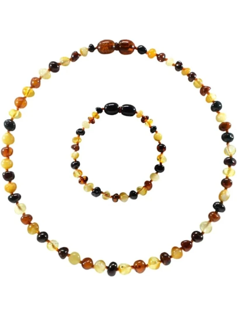 Set Collier et Bracelet d'Ambre Bébé Multi Beige