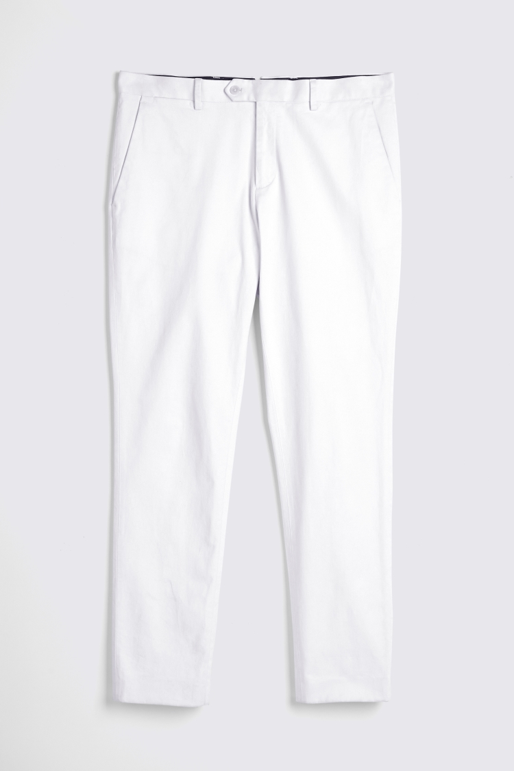 Tailored Fit Off White Stretch Chinos    Buy Online at Moss