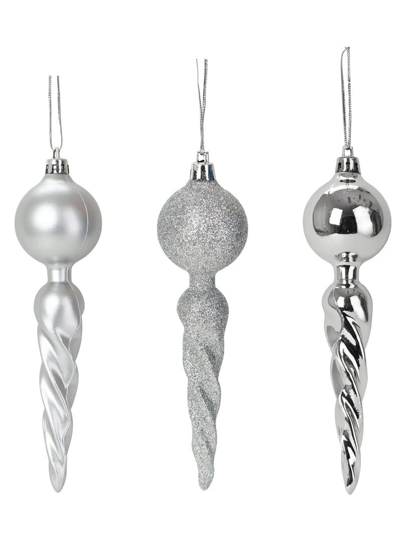 Set de 3 suspensions torsadees Noel Argent
