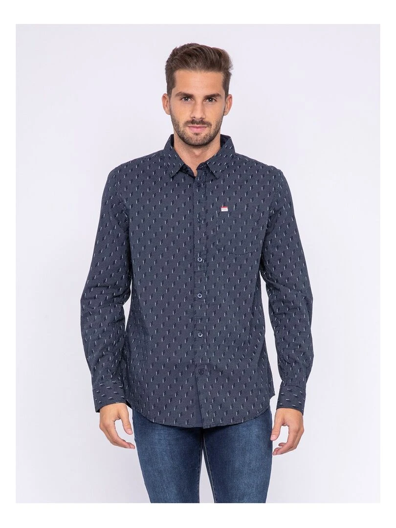 Chemise manches longues motifs TEMPO Bleu marine