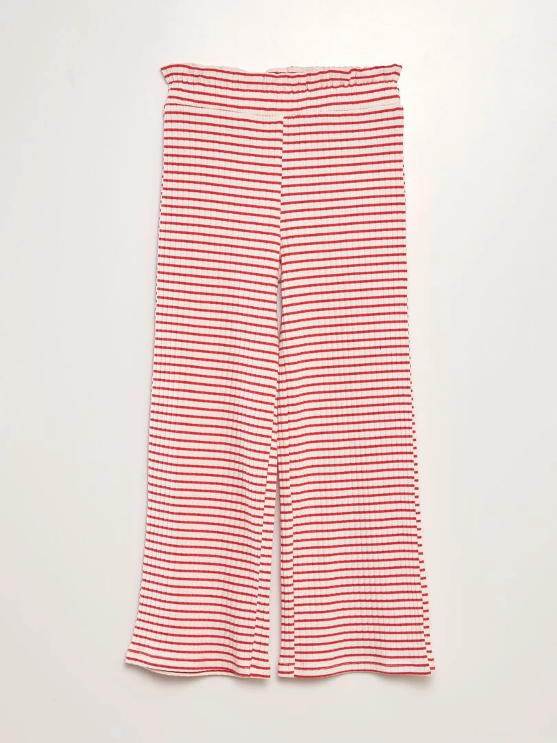 Pantalon large en maille côtelée Rouge