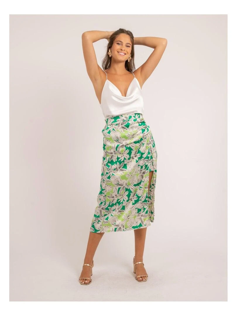 Jupe midi motifs XAMA   Vert