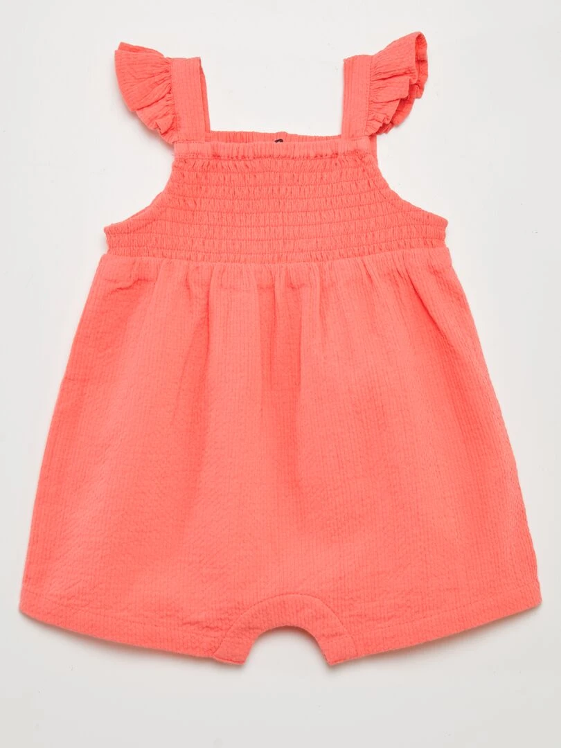 Combi short en maille gaufrée Rose