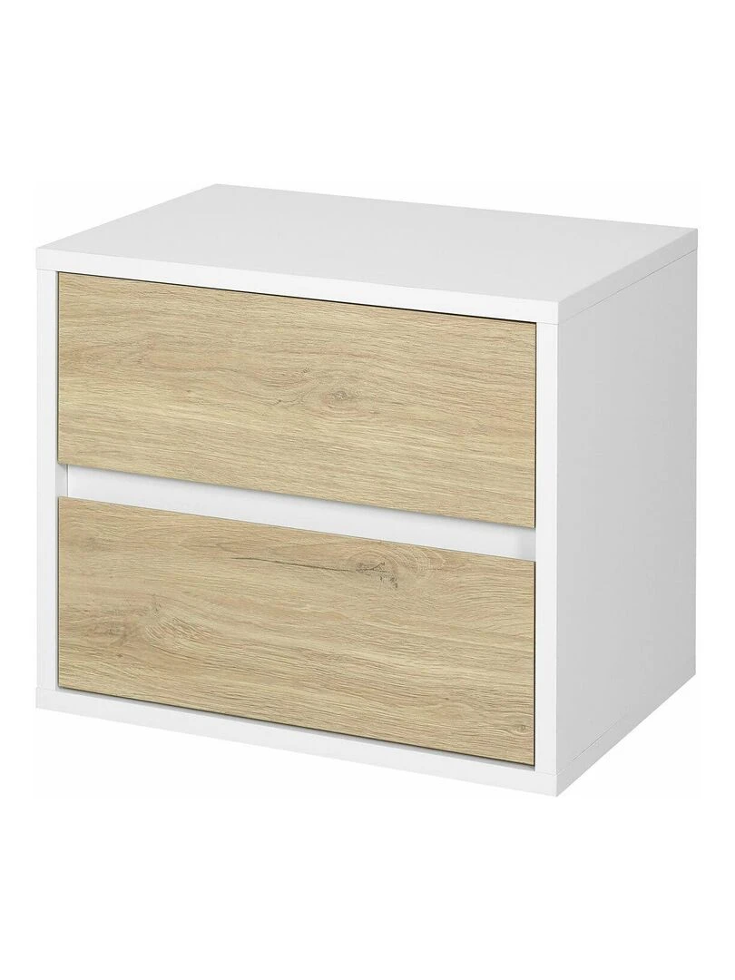 Chevet 2 tiroirs Kira AKITEN RETAIL Blanc Marron