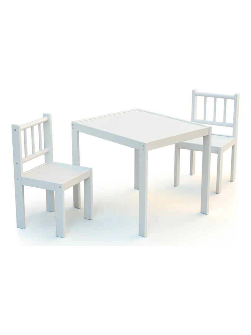 WEBABY Ensemble 1 table + 2 chaises Blanc Blanc