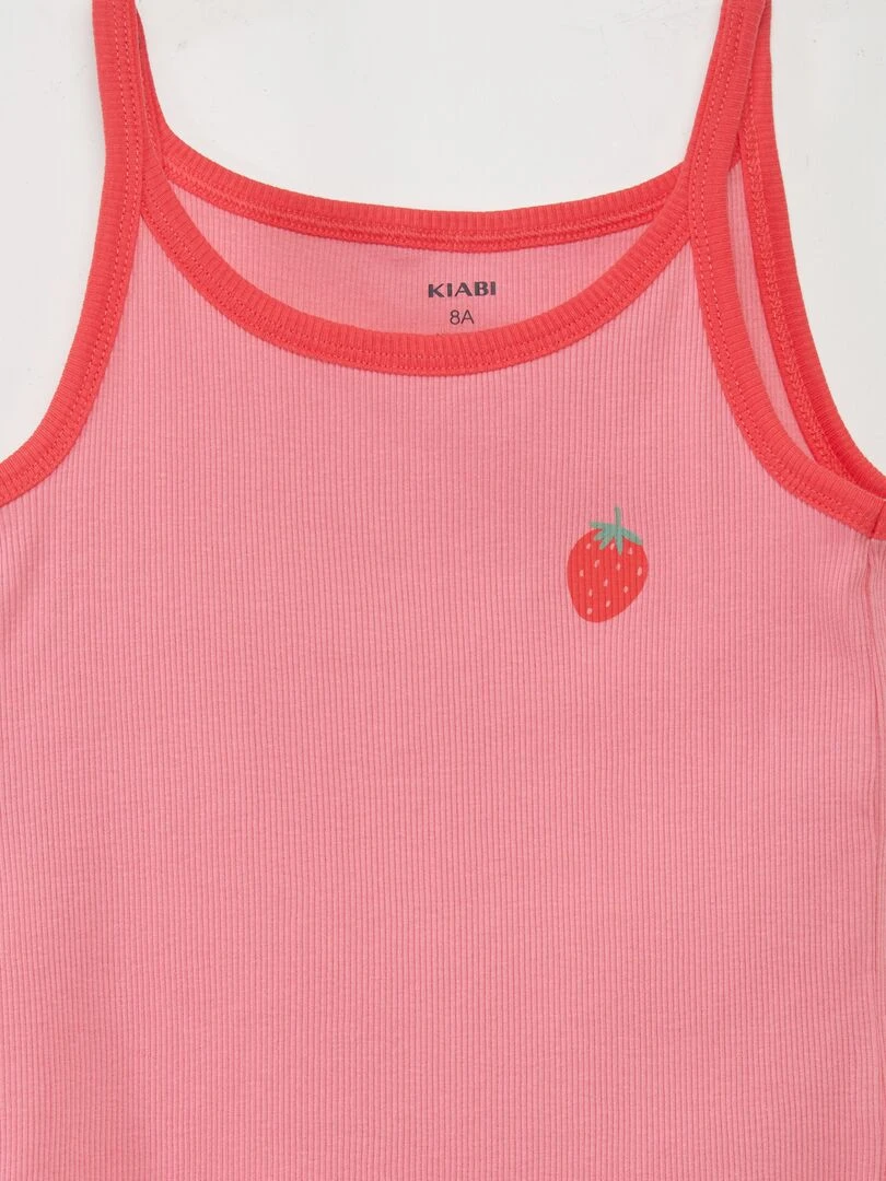 Pyjama court top + short 2 pièces Rose