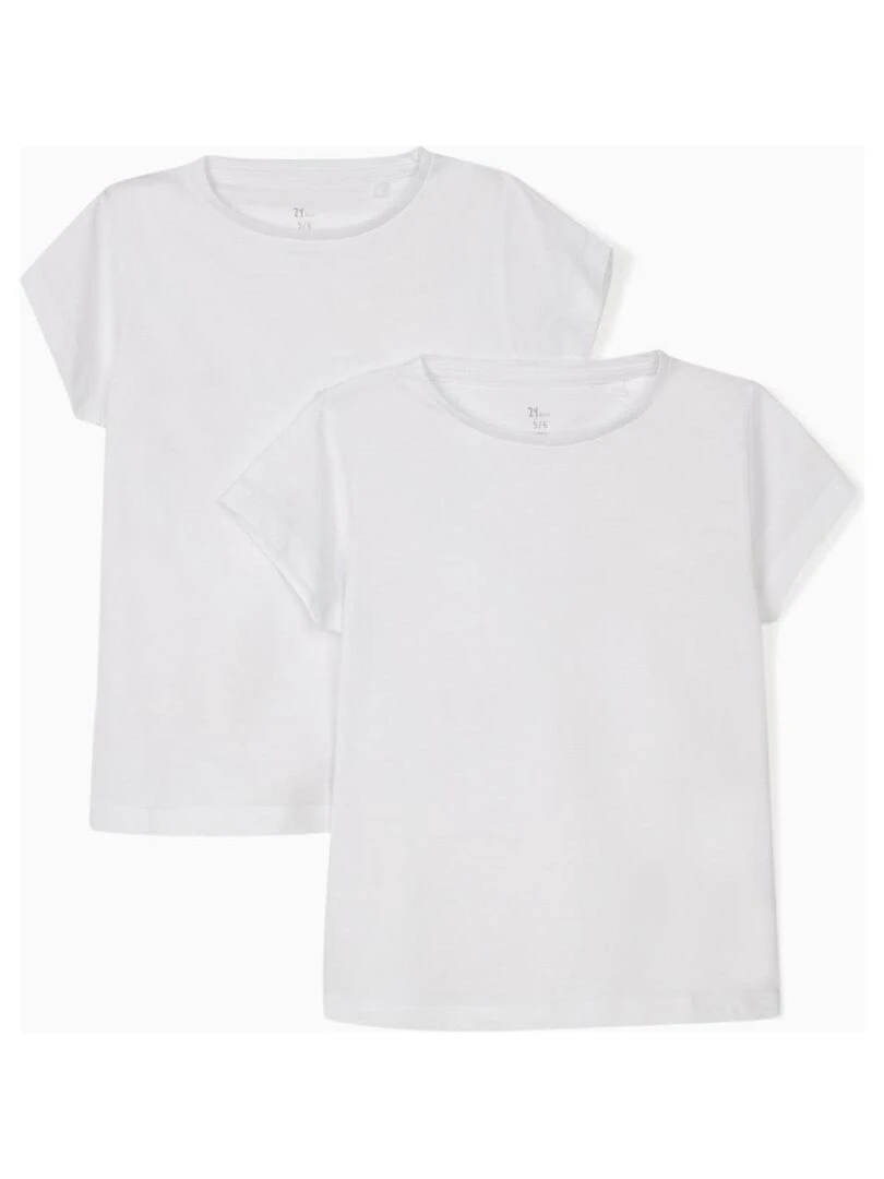 2 T Shirts Unis Fille manches courtes DISRUPTION Blanc