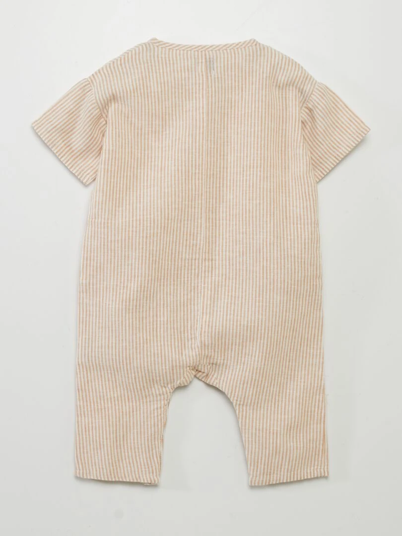 Combinaison longue imprimée en lin mélangé   Rayé