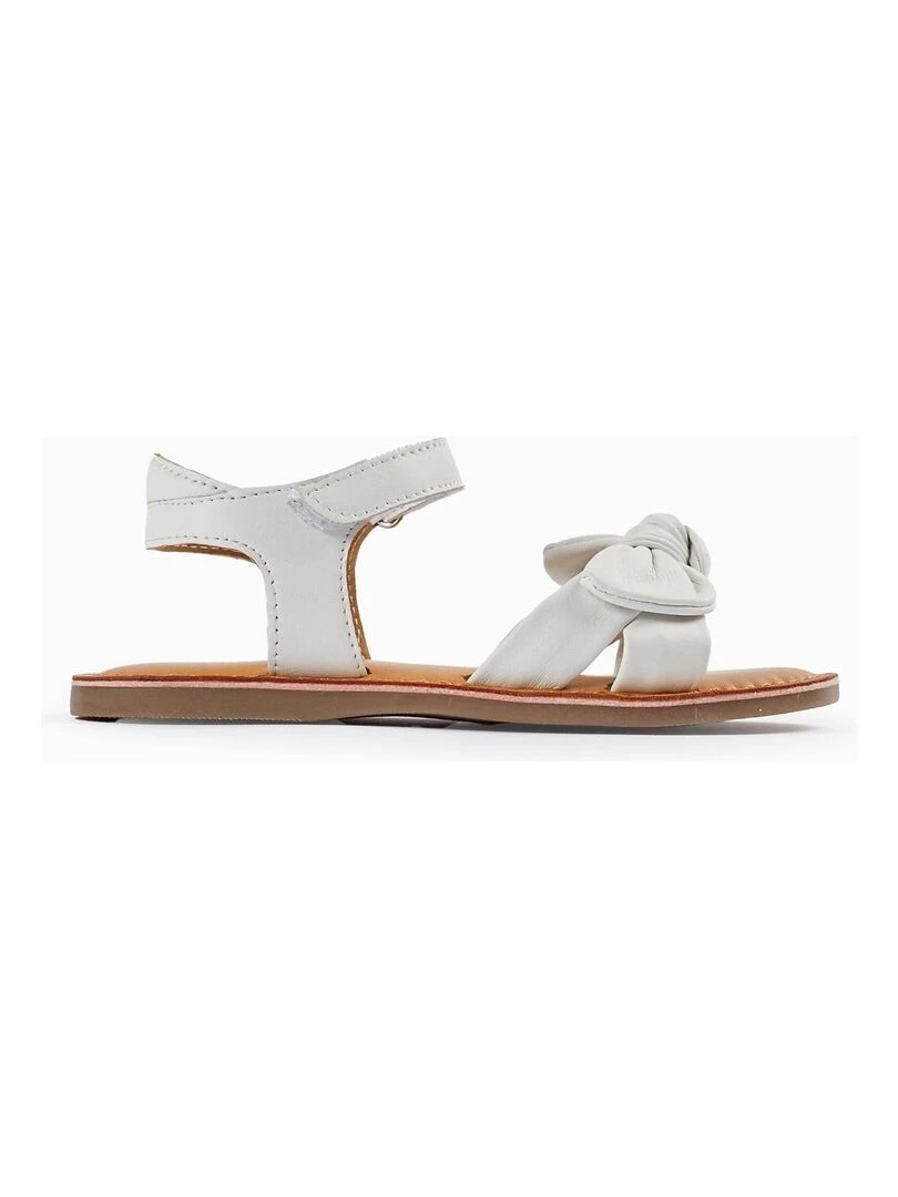 Sandales en cuir avec nœud pour fille CÉRÉMONIE Blanc