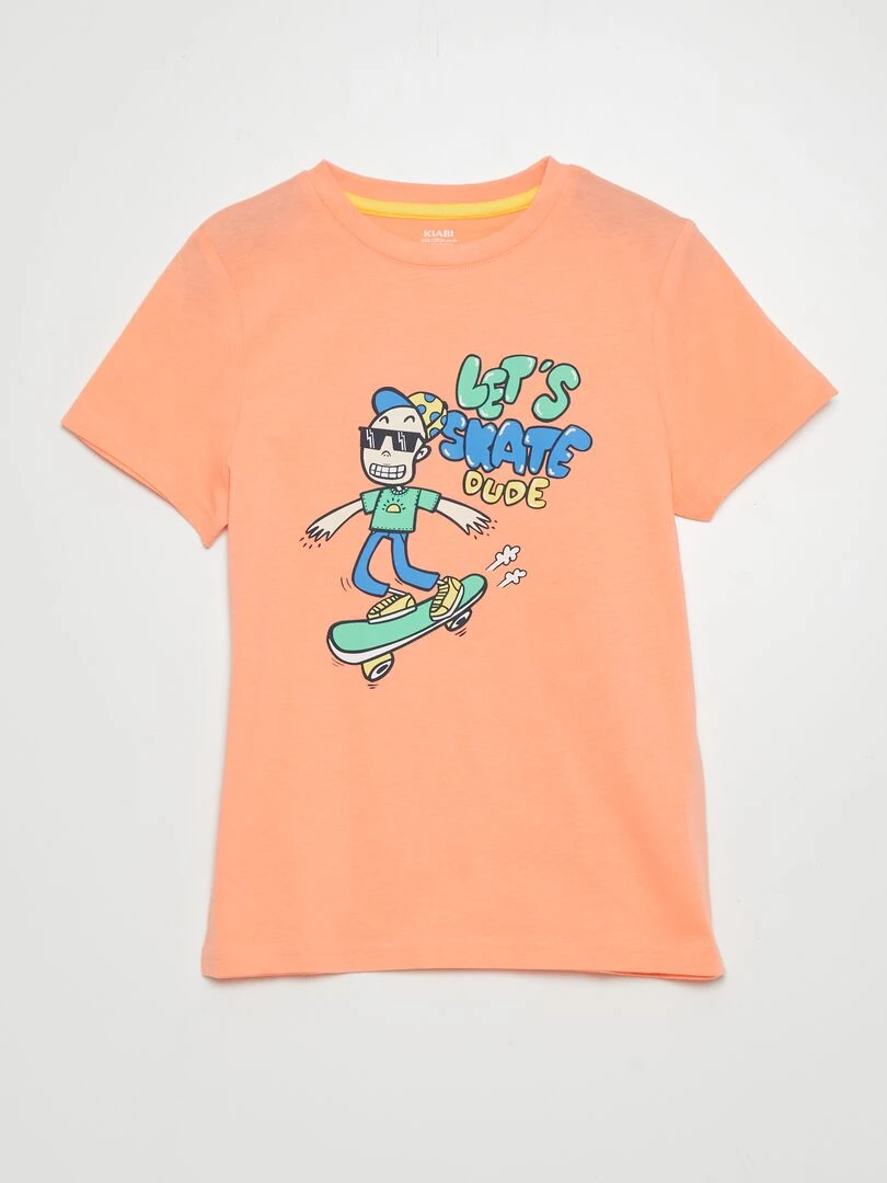 T shirt à col rond et manches courtes Orange