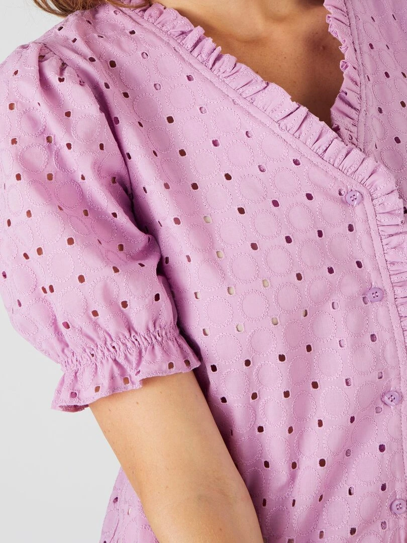 Chemisier broderie anglaise Damart Violet