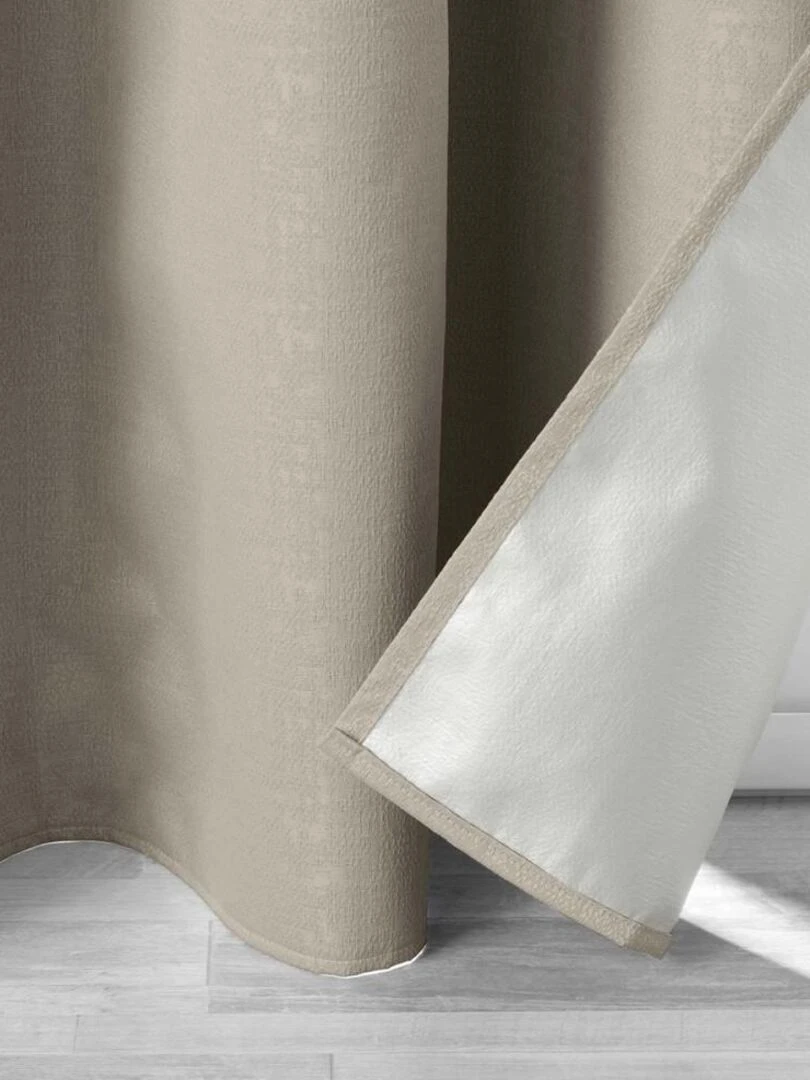 Rideau à œillets occultant jacquard 140x260 cm Darko noisette   Beige