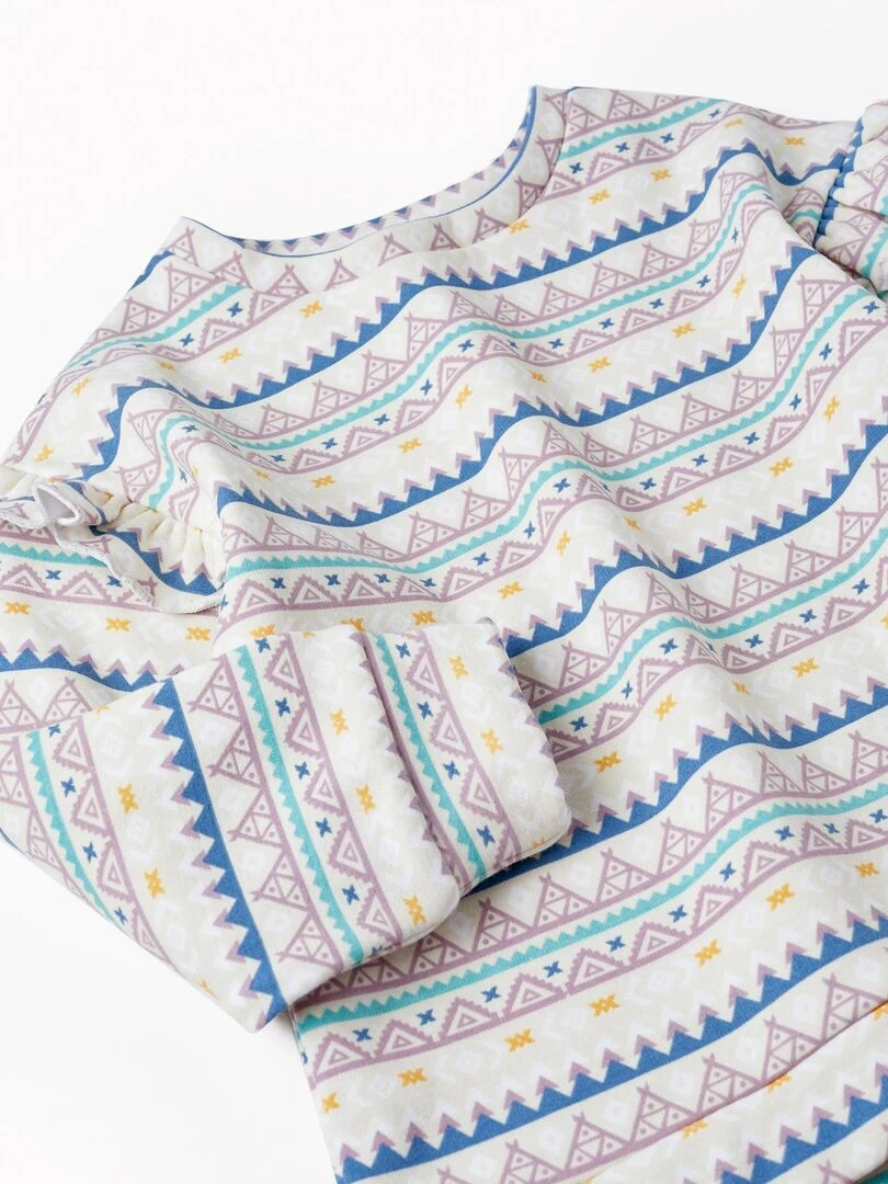 Sweat thermique avec motif ethnique pour fille   NORTHERN CALLING   Blanc