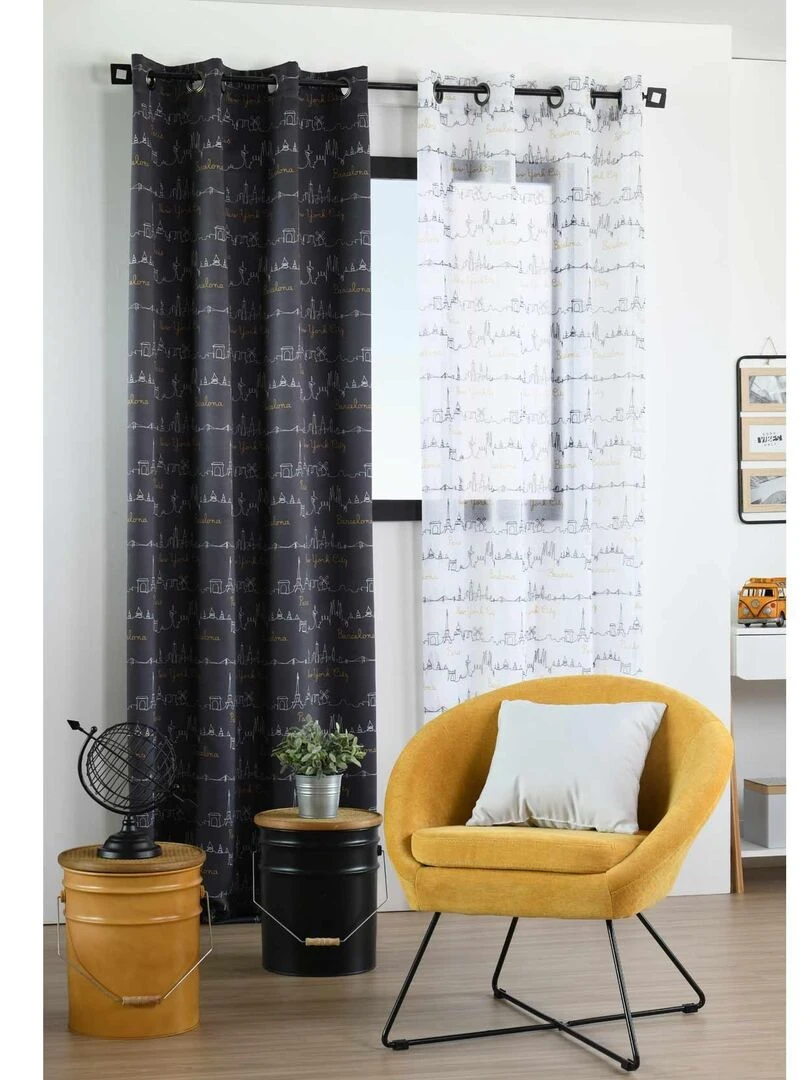 Rideau occultant au style international   gris anthracite