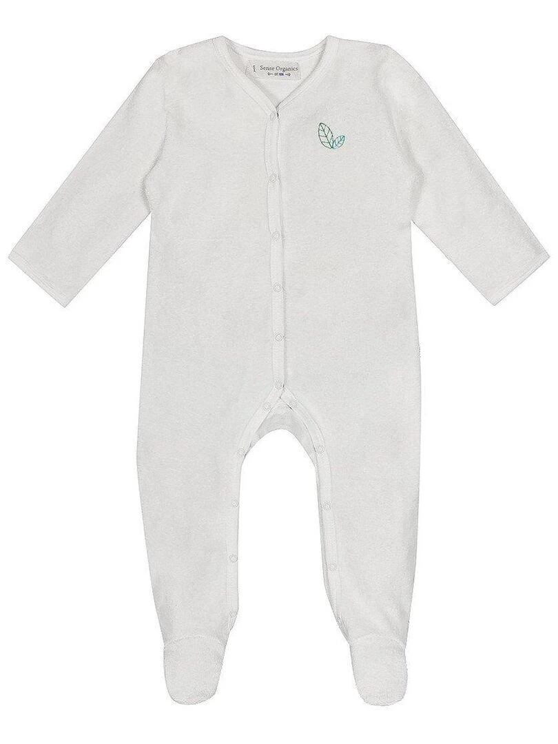Pyjama Bébé en Coton Bio Blanc Blanc