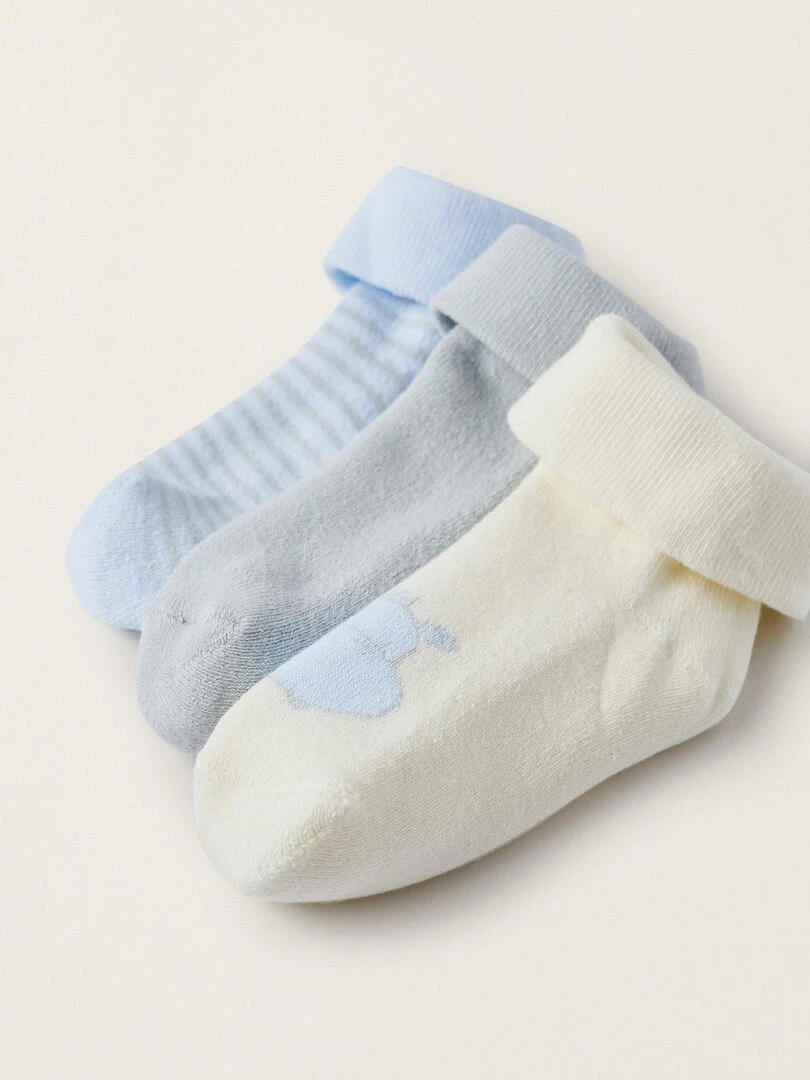 Pack 3 Chaussettes avec Revers pour Nouveau Né et Bébé EARLY BLOOM Multicolore