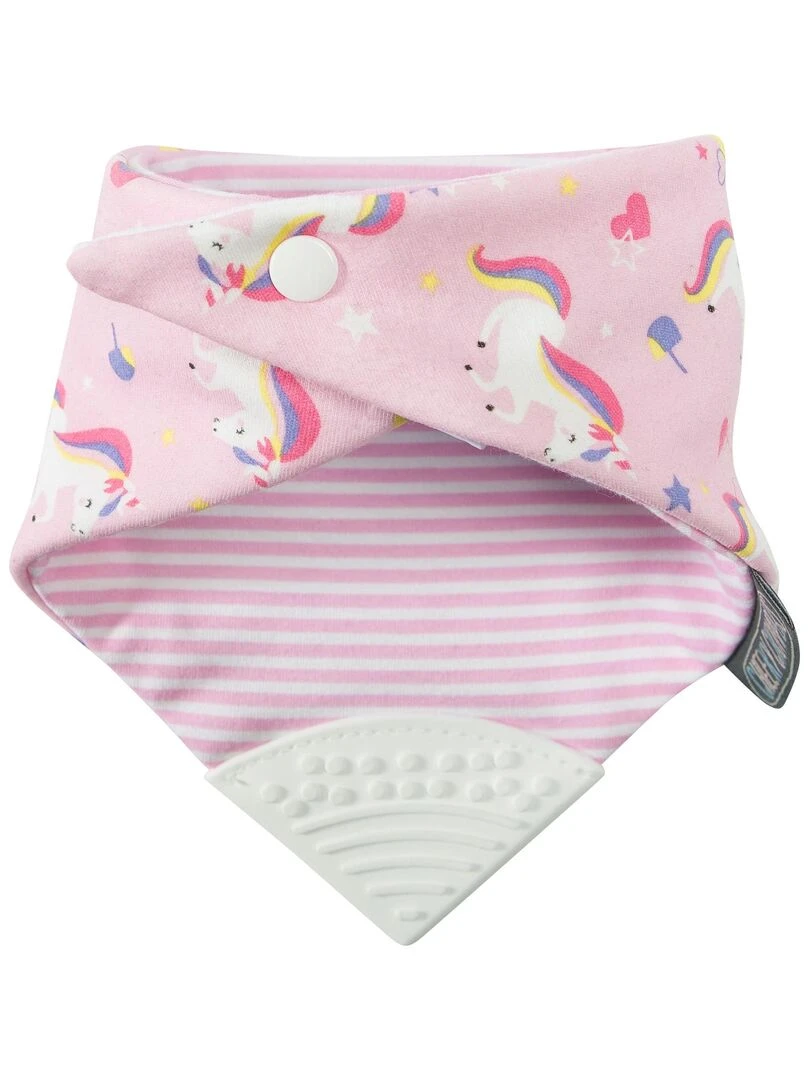 Bavoir bandana avec embout de dentition  Licorne   Rose