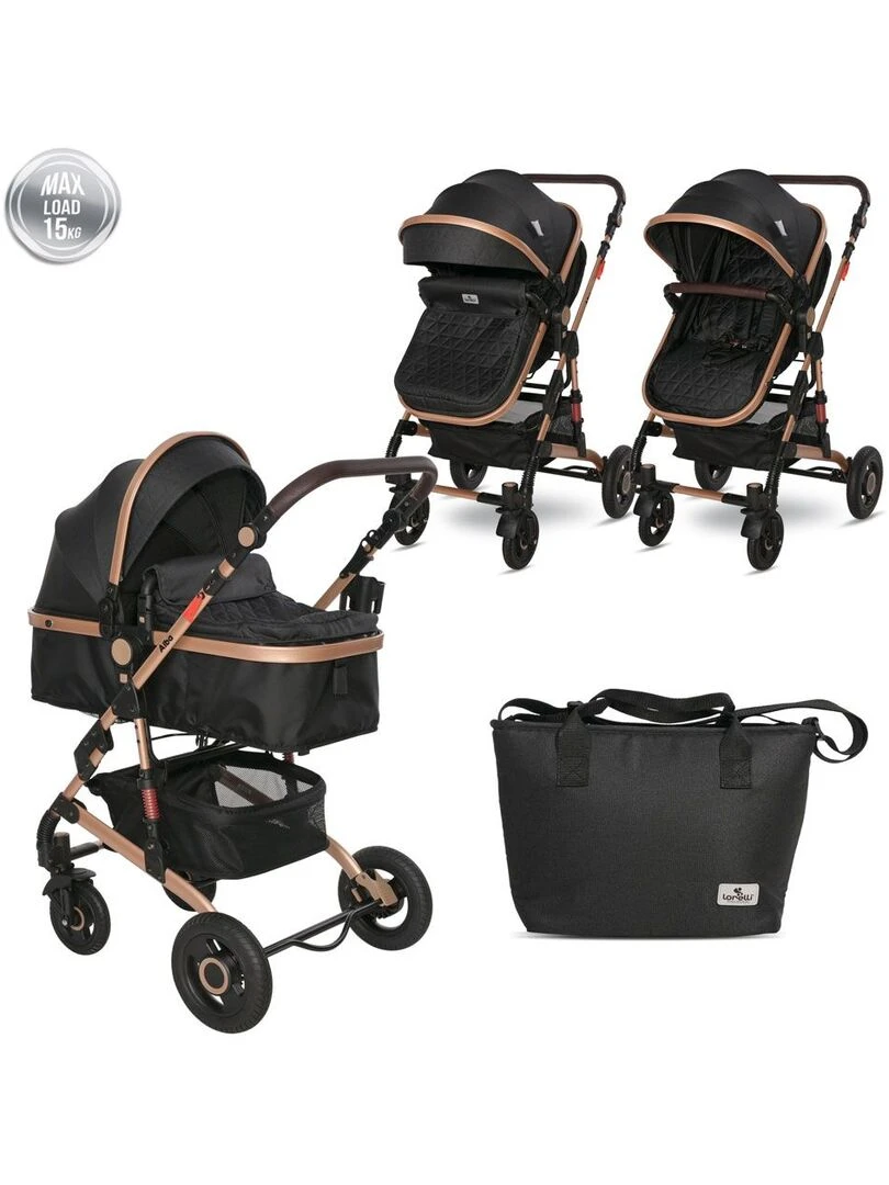 Poussette combinée transformable 2 en 1 Alba Lorelli noir Noir