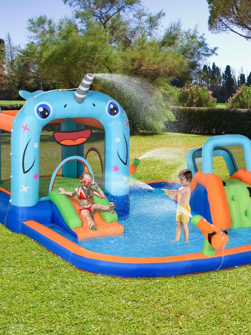 Château gonflable enfant multi équipement   polyester multicolore   Bleu