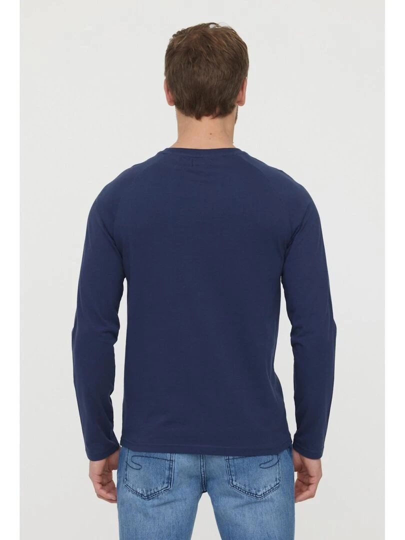 Lee Cooper   T Shirt manches longues coton regular ALUCE   Bleu marine