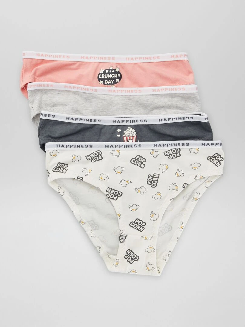 Lot 4 culottes en coton Rose/gris