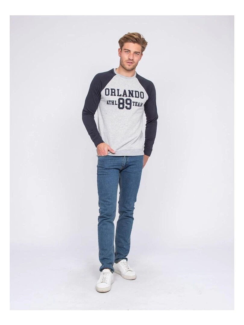 Sweat col rond manches raglan WESTERN   Bleu marine
