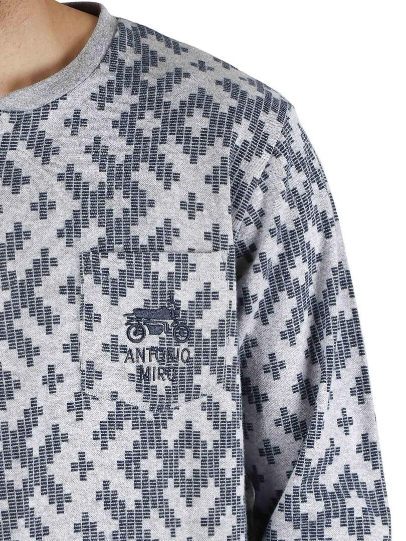 Pyjama pantalon et haut Jacquard Racing Antonio Miro   Gris