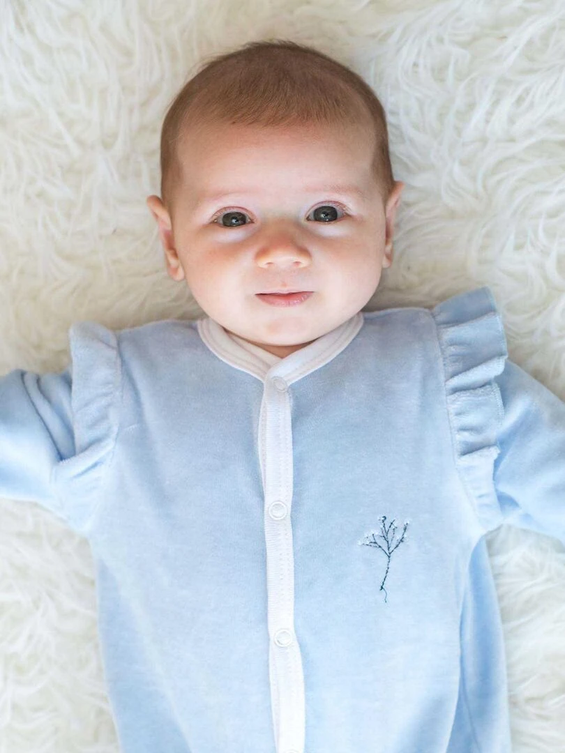 Pyjama naissance en velours Bleu