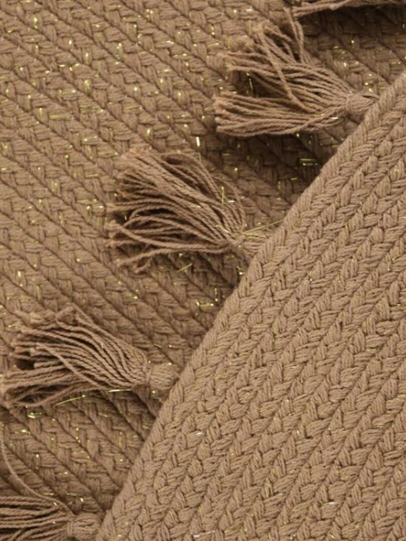 Tapis Rond Tressé Avec Fil Doré Lisette (140 Cm) Marron
