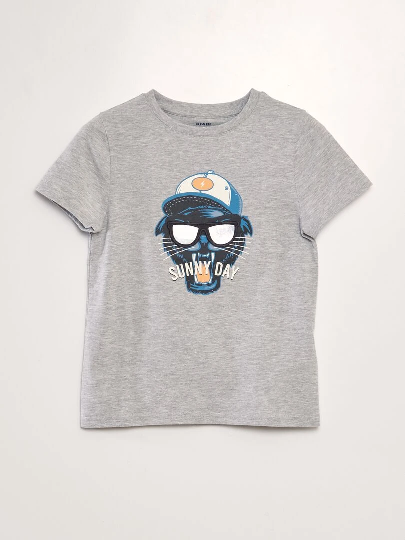 T shirt à imprimé animé Gris