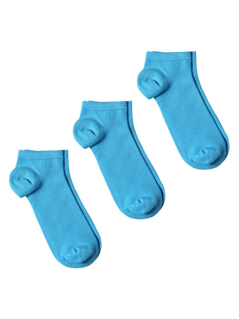 Socquettes Coton Prémium   Lot 3 Paires   Fabrication UE   Bleu ciel