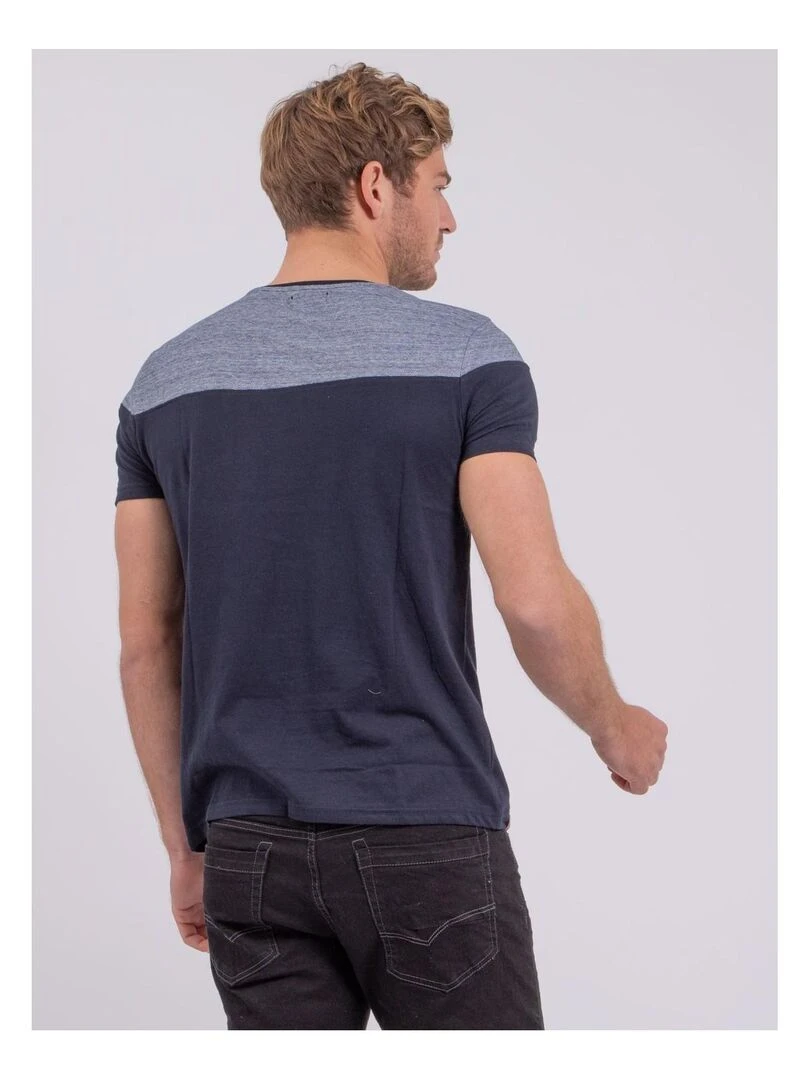 T shirt manches courtes col rond pur coton NOCOOK Bleu marine