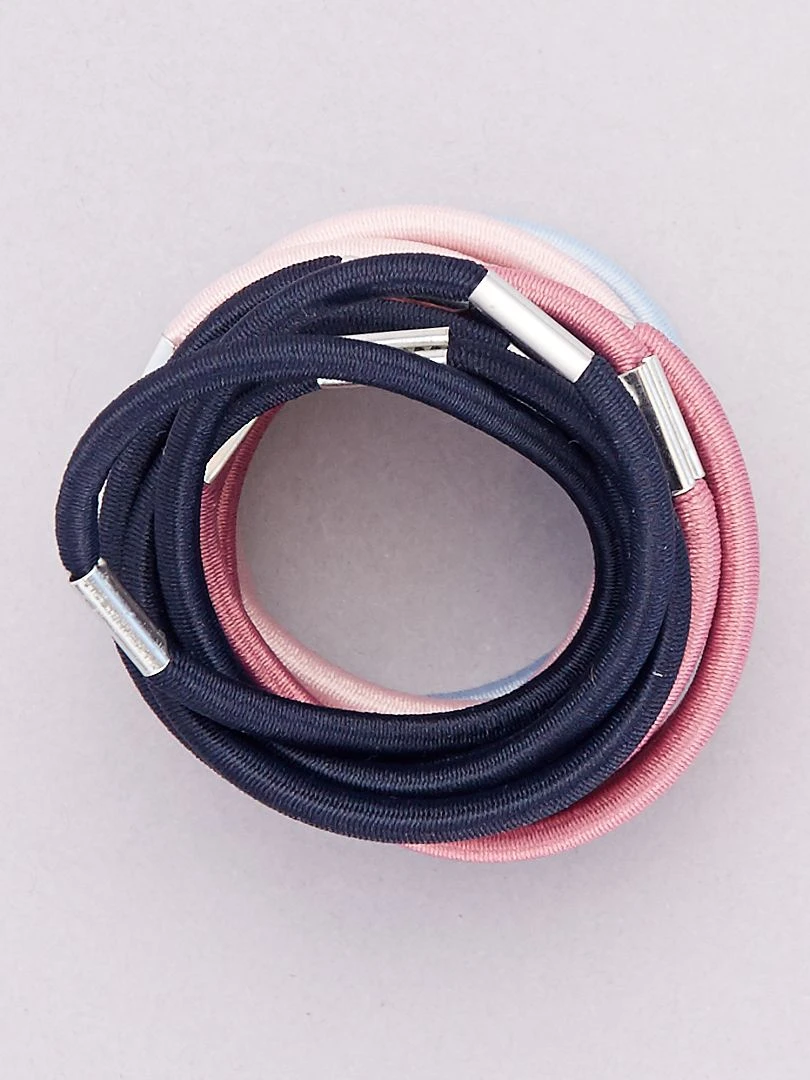 Lot de 15 élastiques unis rose/bleu/noir