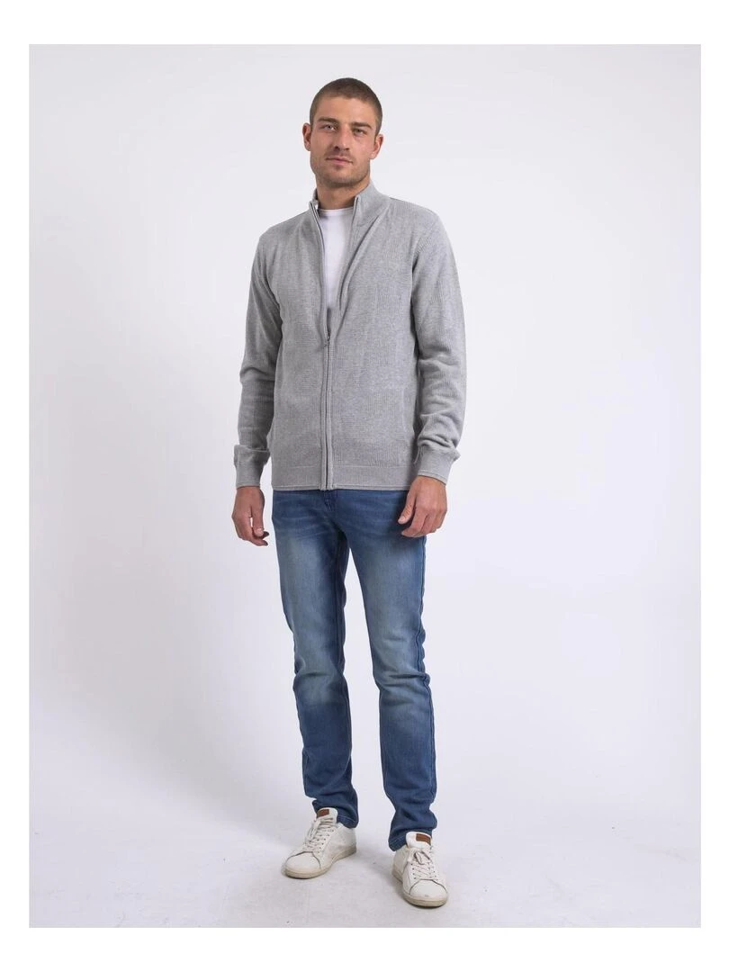 Gilet zippé col montant coton AXELOU   Gris