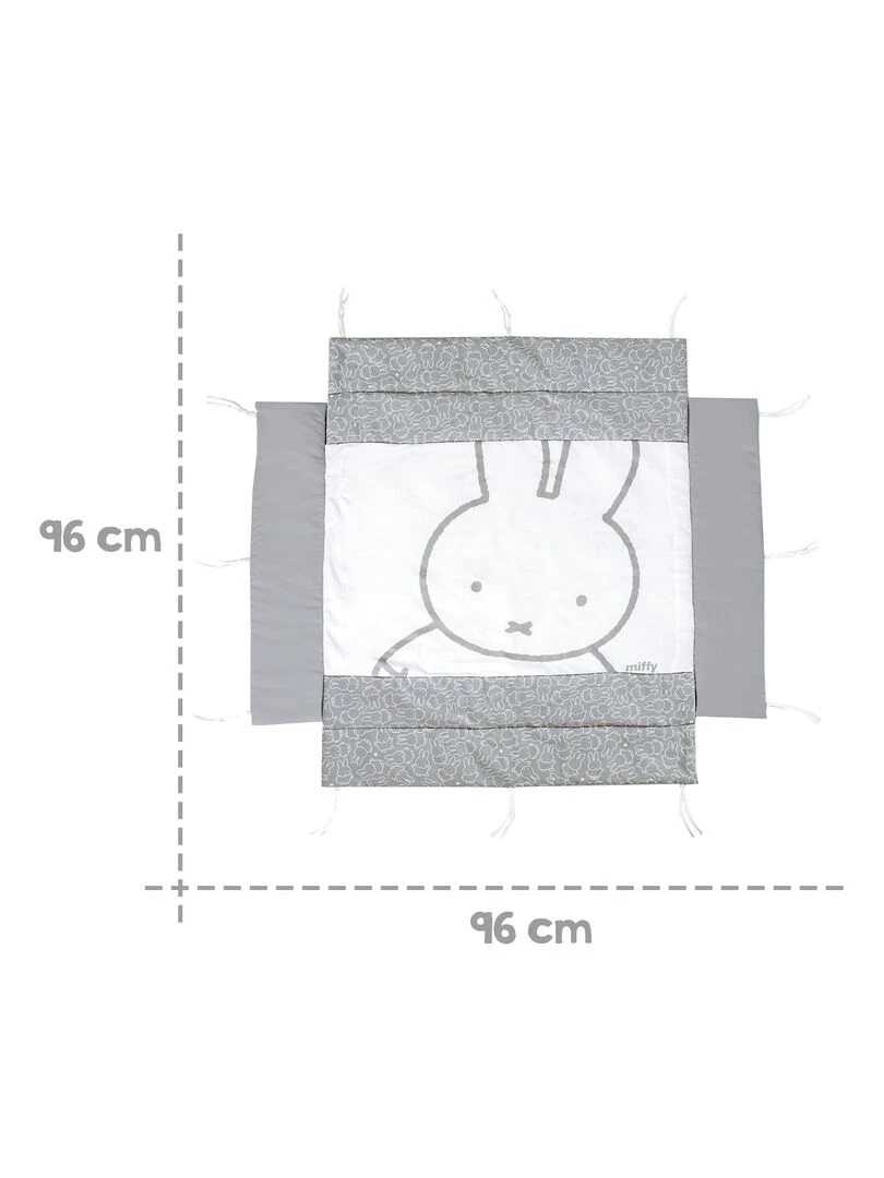 Tapis de parc universel avec bords   imprimé lapin   'ROBA' miffy   Gris Blanc