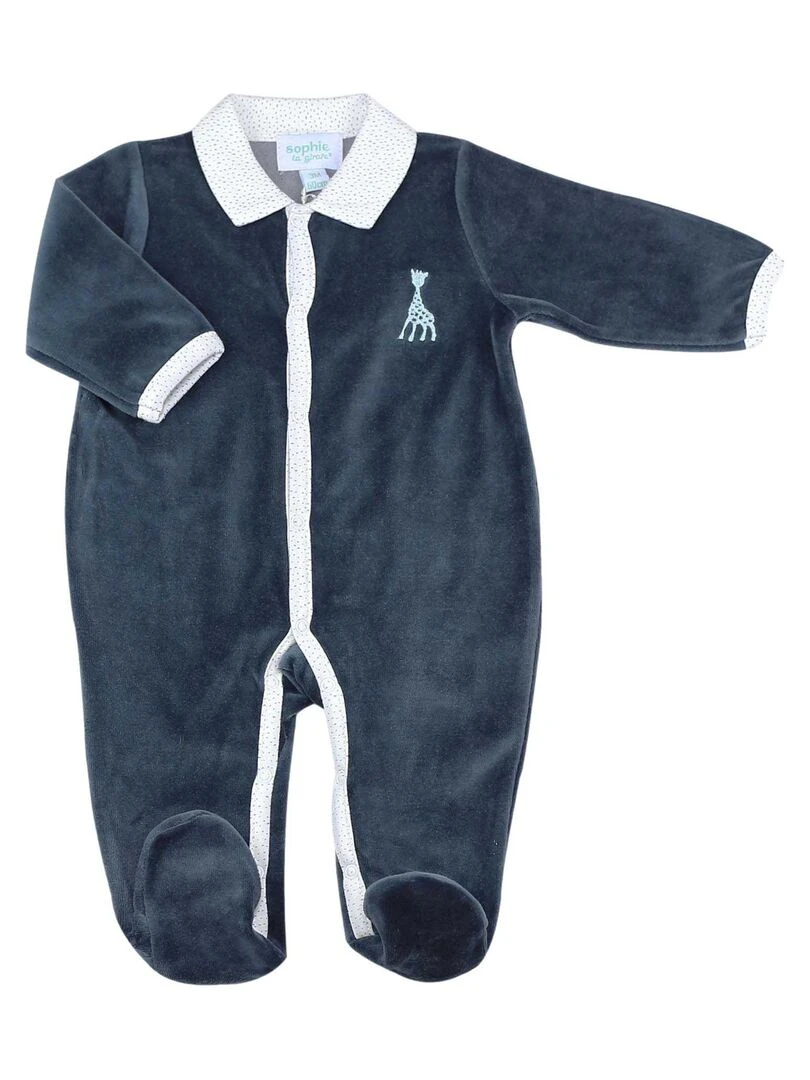 Pyjama en velours naissance Bleu
