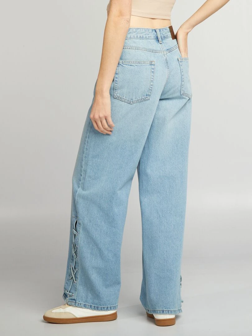 Jean wide leg avec lacets   Bleu
