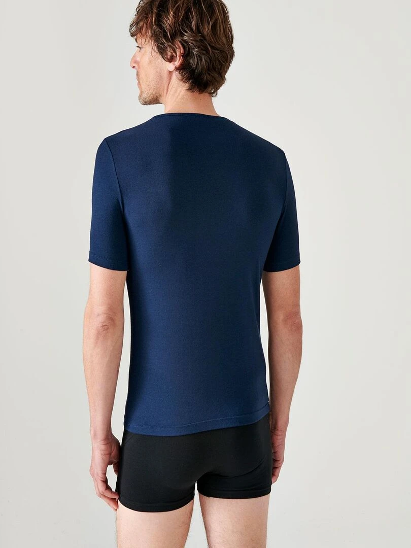 T shirt manches courtes col V Thermolactyl Sensitive   Damart   Bleu marine