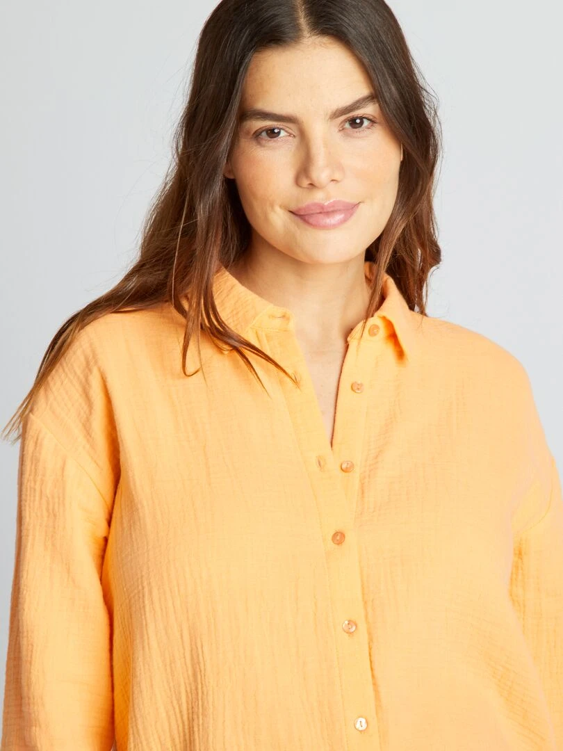 Chemise en gaze de coton d'allaitement   Orange