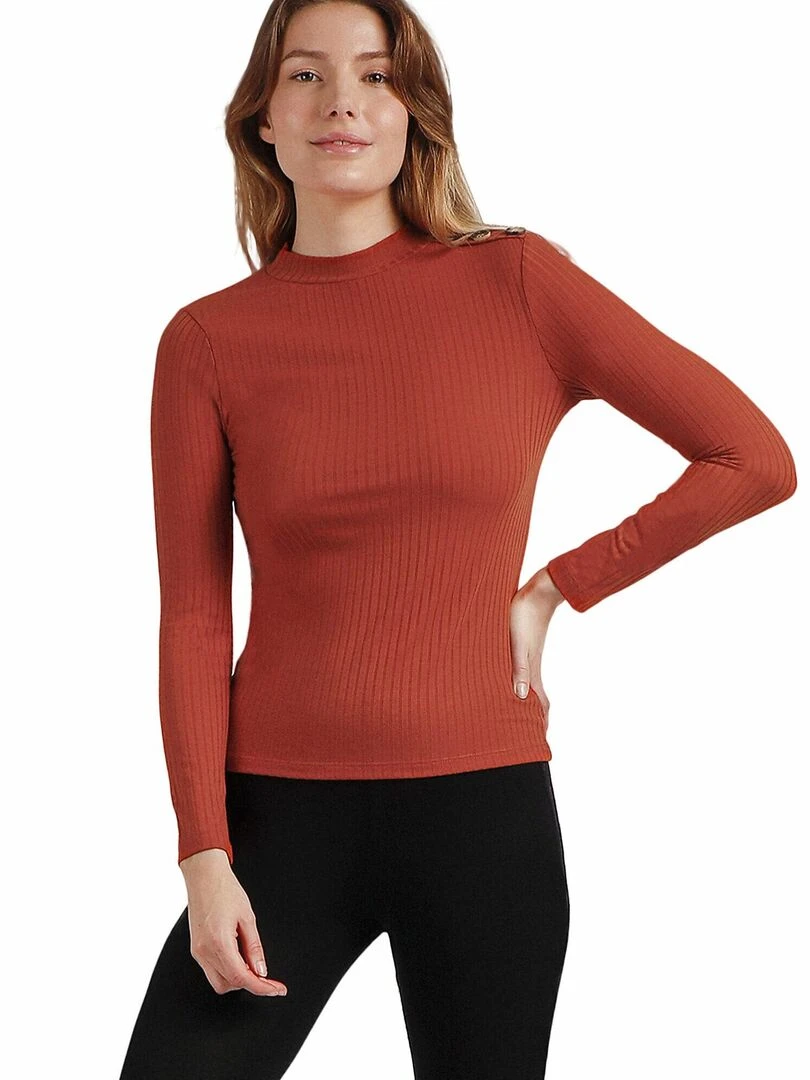 Top manches longues col montant Perkins Orange
