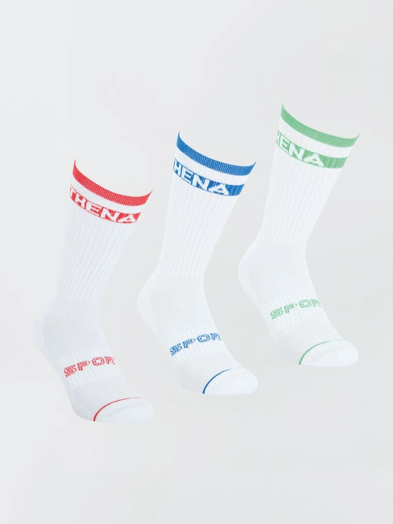 Lot de 3 paires de chaussettes mi hautes 'Athena' Blanc