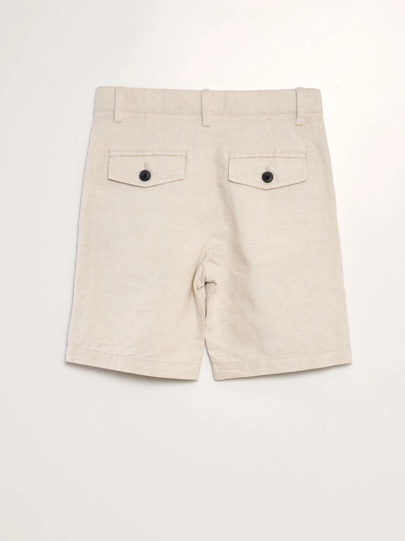 Bermuda droit en coton lin Beige