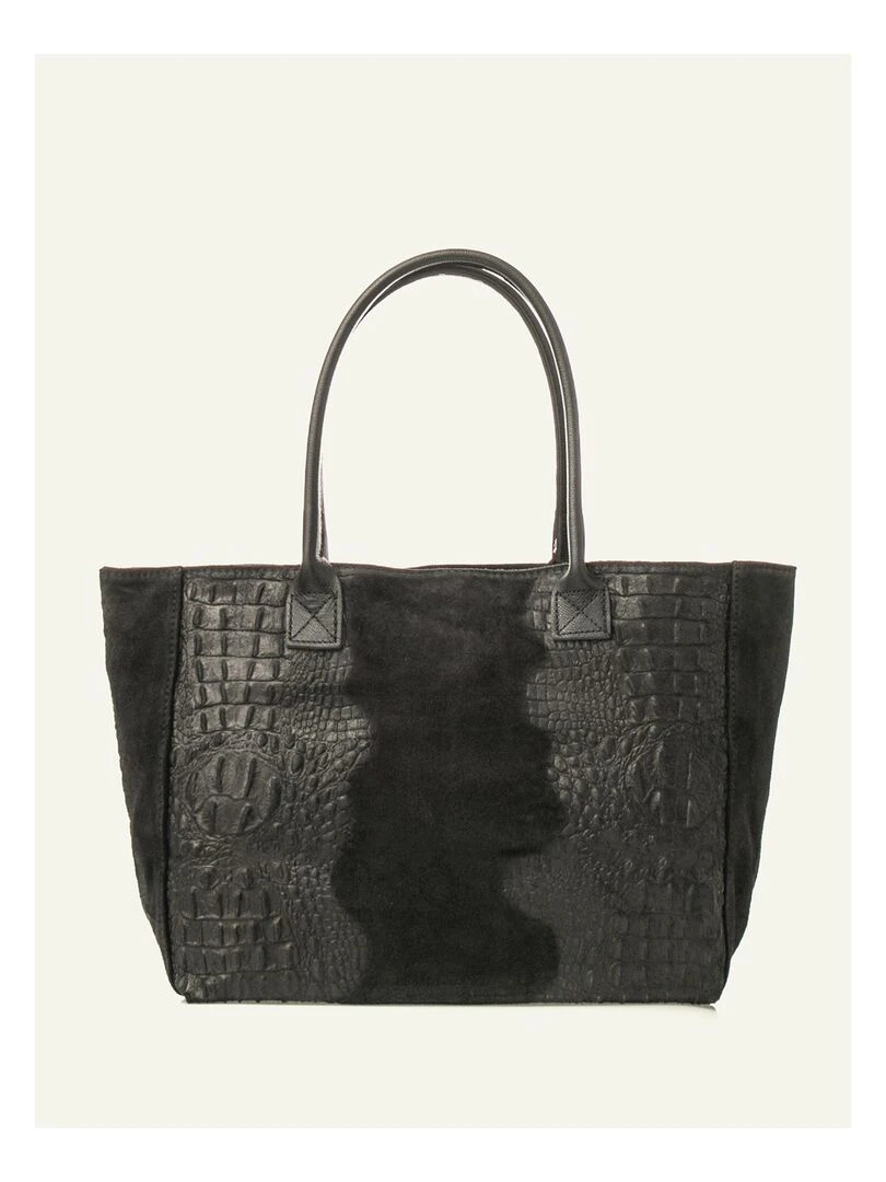 Sac cabas cuir croco DL ALICE Noir