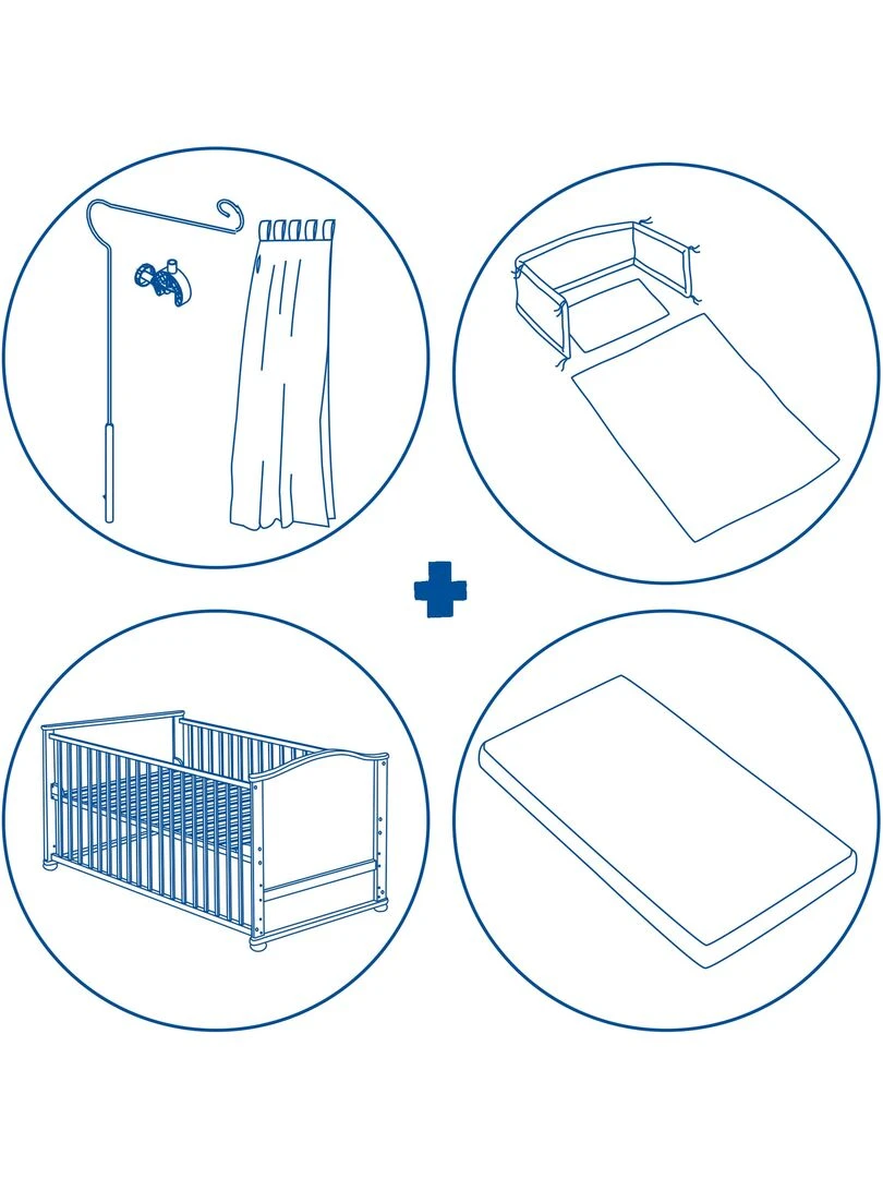 ROBA Lit bébé évolutif complet "Fox et Bunny"   70x140 + Équipement Complet   Blanc