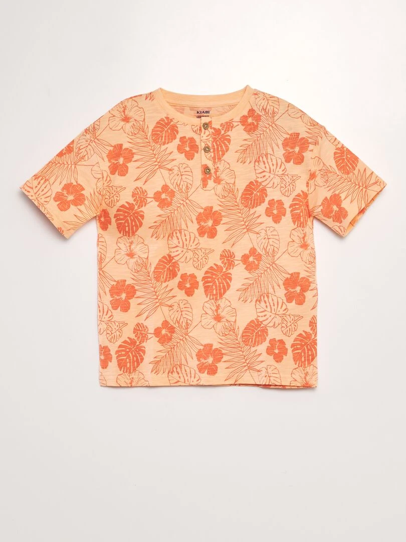 T shirt à col tunisien ORANGE