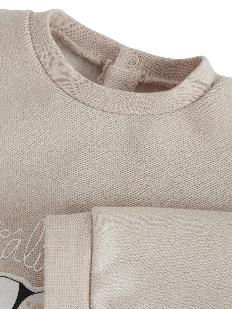 Ensemble sweat et pantalon bébé mixte en molleton Mini Panda   Beige sable