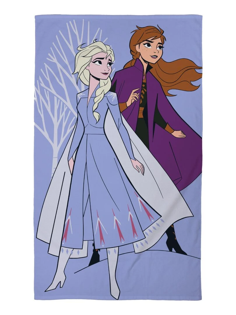 Drap de plage imprimé 100% coton FROZEN 2 SISTERS Violet