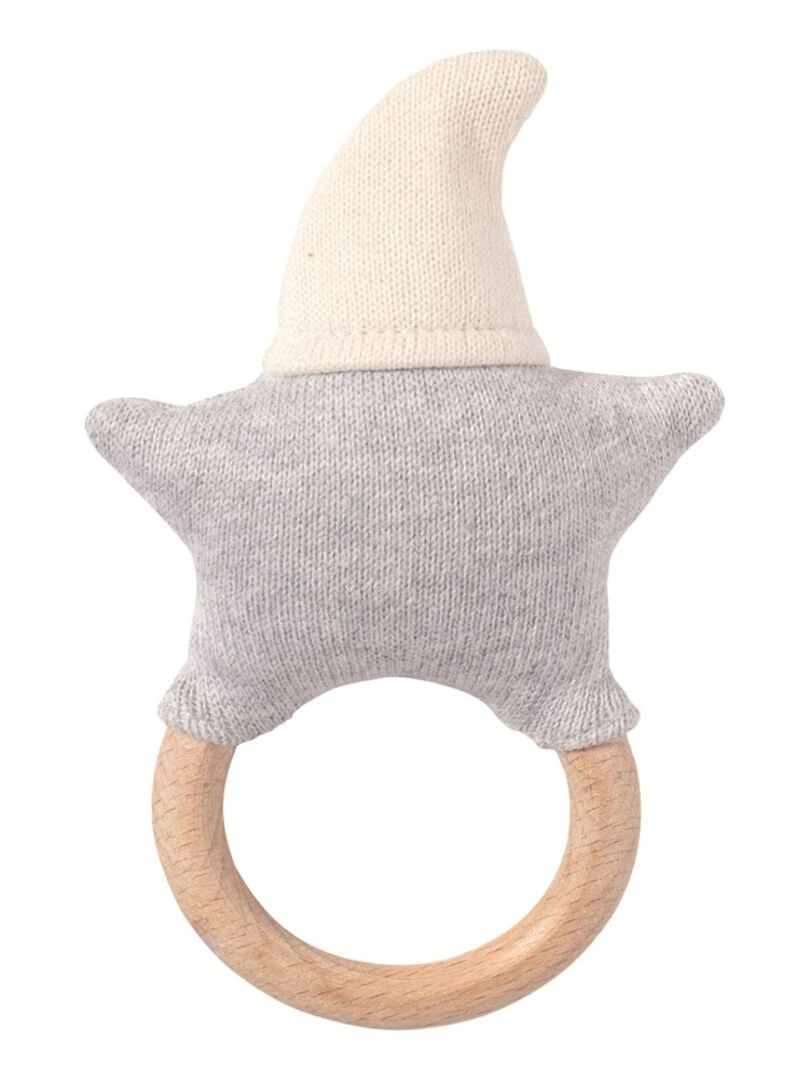 Hochet pour bébé en coton tricoté étoile Blanc cassé